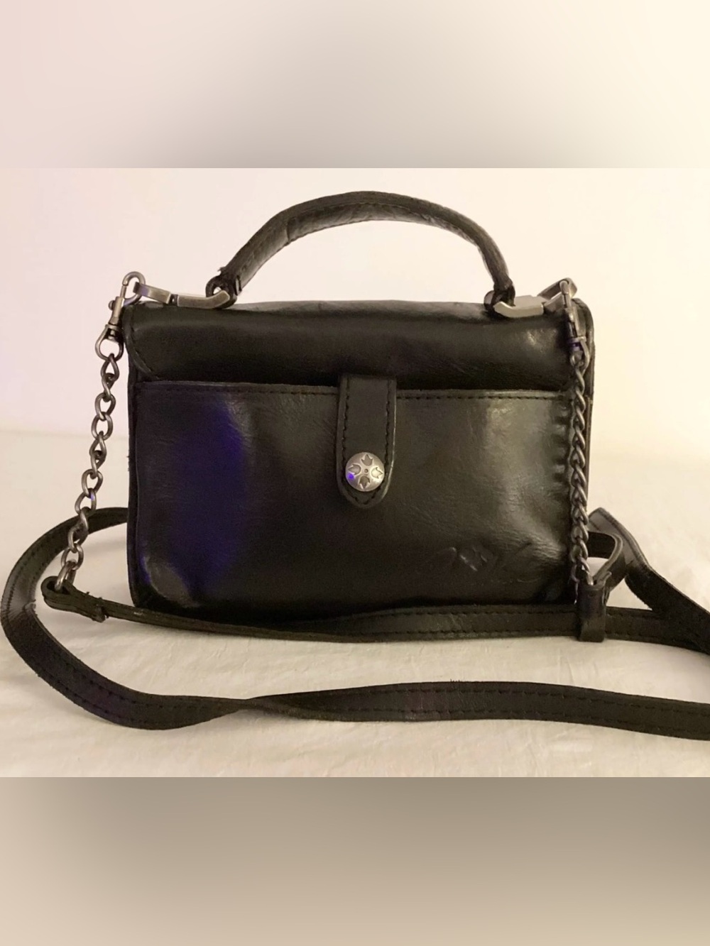 Patricia Nash Black Leather Top-Handle Crossbody Bag
